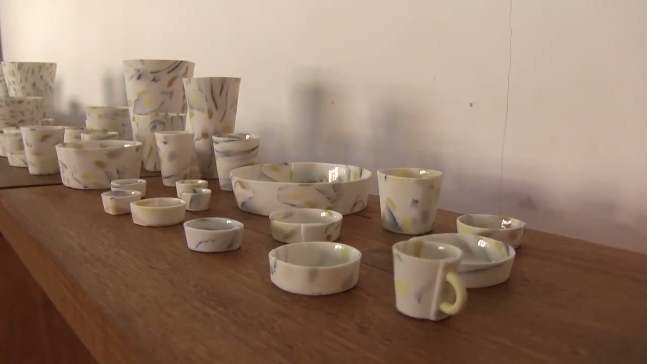 Nerikomi functional ware from Heaven and Earth exhibition